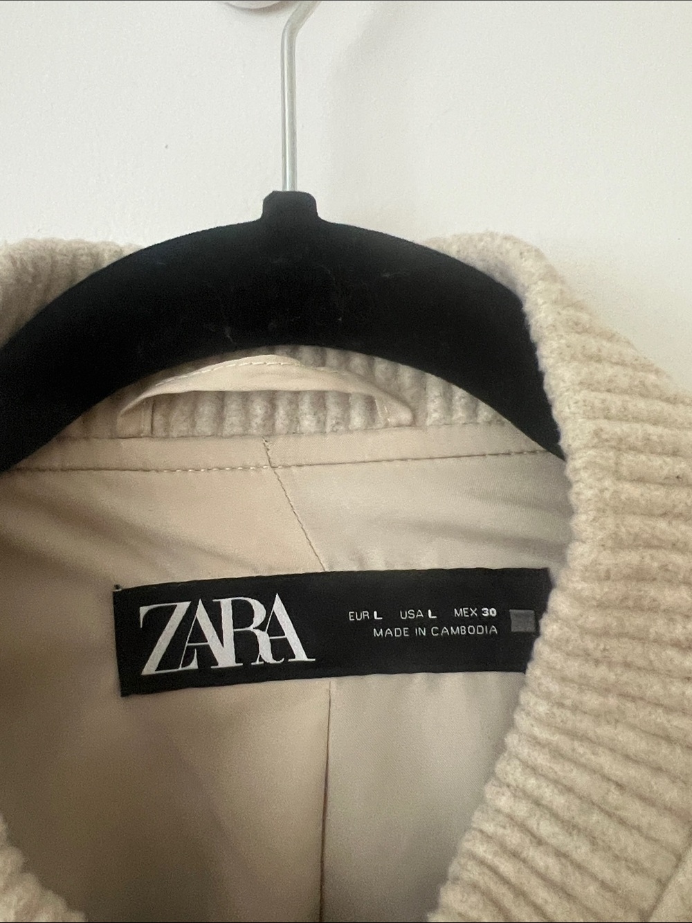 Zara Cream Wool-Blend Bomber Jacket - Picture 6 of 8